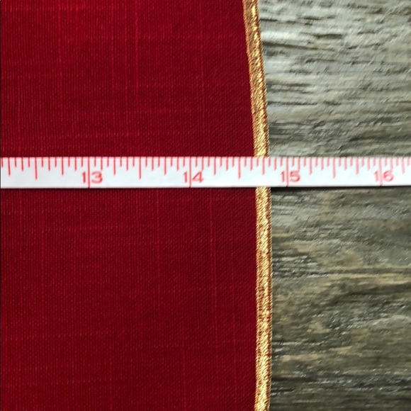 Gold Trim Red Solid Oval Dining Table Placemats - Picture 5 of 5